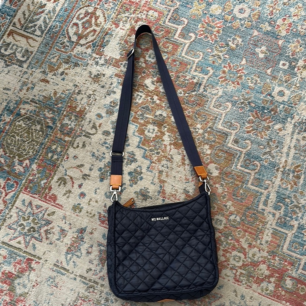 MZ Wallace Blue Quilted Crossbody Bag